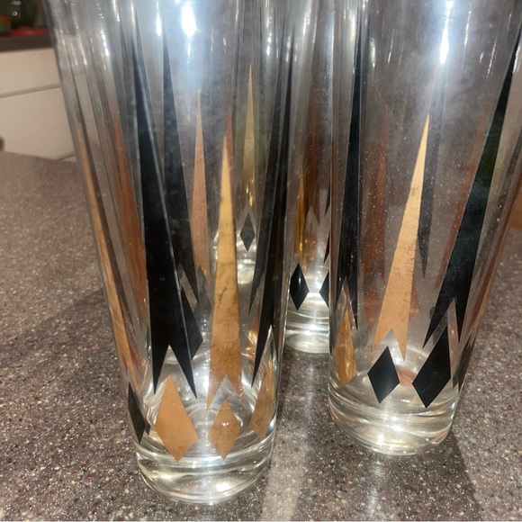 Mcm Diamond Gold and Black 6 Tall Glass Set - Picture 2 of 5